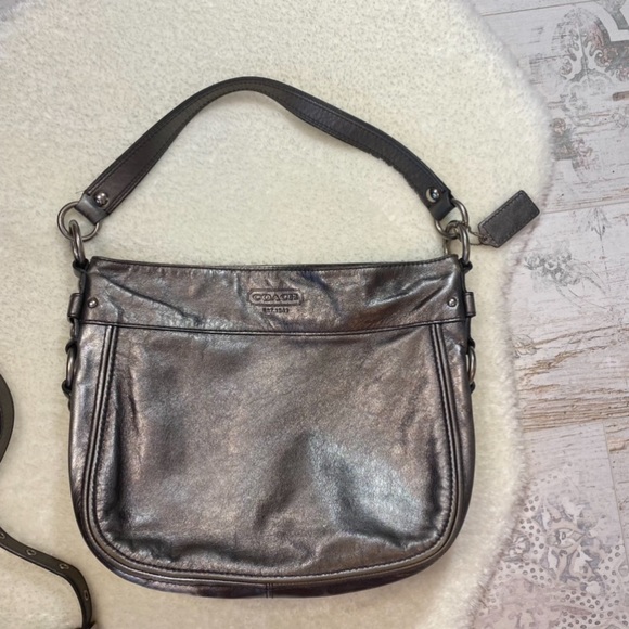 Coach Metallic Silver Crossbody Purse - Picture 1 of 15